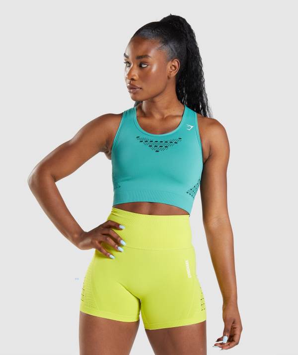 Damske Crop Top Gymshark Energy Seamless Tyrkysové | ZD8640251